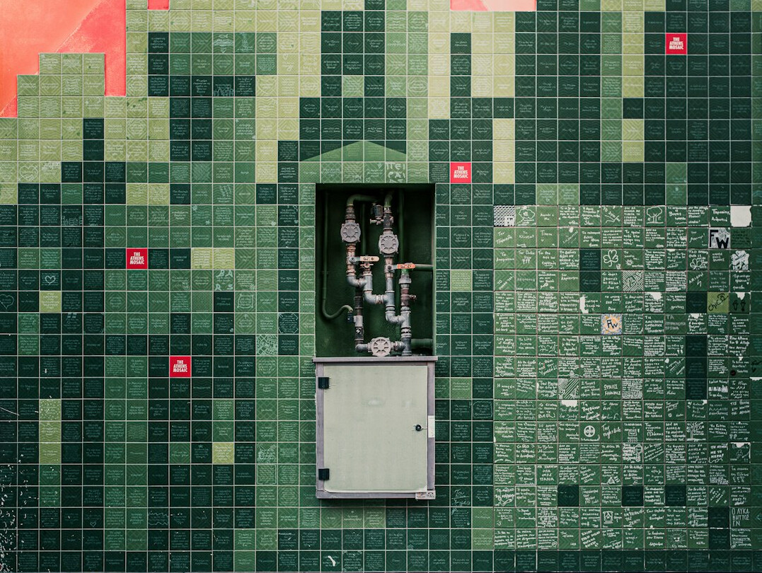 Close-up of a green electronic circuit board